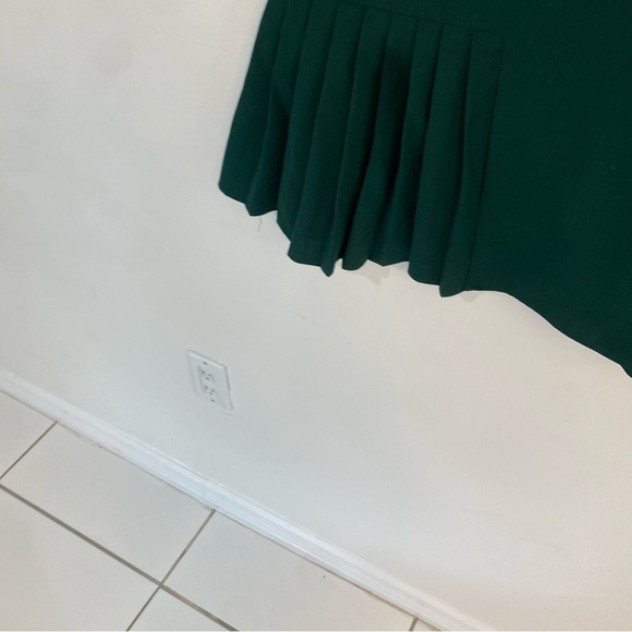 ZARA- Hunter Green Short Sleeve Crew Neck Pleated Hem Shift Dress Medium - Picture 5 of 8